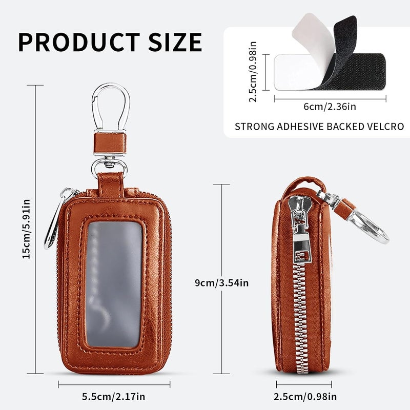 vvag Premium Car Key Fob Case Genuine Leather Car Smart Key fob Holder Car Remote Keychain Bag Universal - Image 2